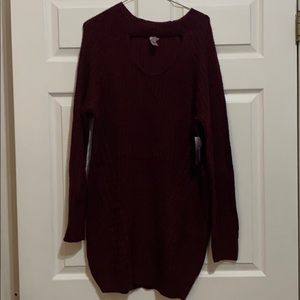 Maroon knit dress